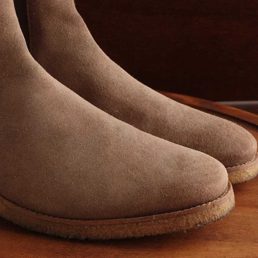 AllSaints Boots Mens SZ EU 41 US 8 Beige Reiner Chelsea Suede Contemporary Ankle